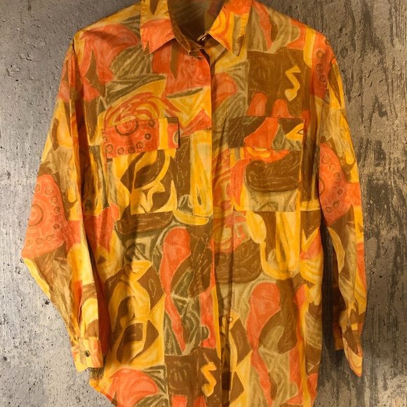 Tops - Vintage Abstract Lightweight Blouse  - Made in Egypt